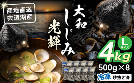 産地直送！宍道湖産 冷凍大和しじみLサイズ4kg(500g×8) 砂抜き処理済 島根県松江市/りすたむMatsue[ALDE004]