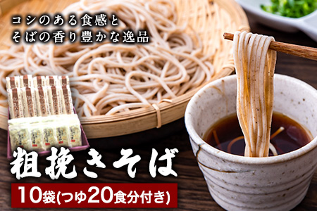 自然豊かな南阿蘇の粗挽きそば 10袋(20束) つゆ20食付き あそ望の郷くぎの そば道場《90日以内に順次出荷(土日祝を除く)》 熊本県南阿蘇村 蕎麦