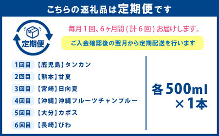 【6ヶ月定期便】 九州を飲む！毎月届く 九州果実シロップ 500ml×1本×6回 6種 果物 フルーツ ジュース
