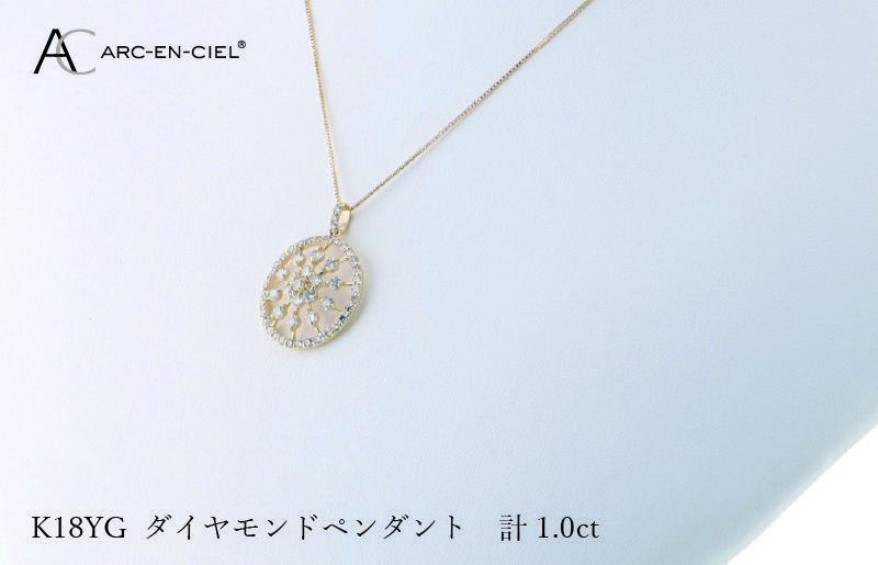 アルカンシェル K18YGダイヤペンダント ダイヤ計1.00ct【鑑別書付き ジュエリー プレゼント ギフト ファッション アクセサリー 贈り物 贈答 お祝い 記念日】 J049-3