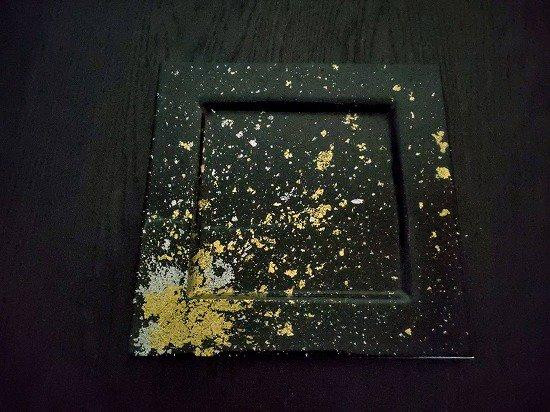
角リムプレート　古代塗り金箔漆黒
