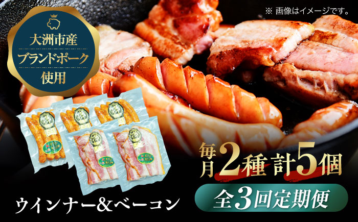 【全3回定期便】秒でプラスもう一品！大洲市産ブランドポーク『オズの箱入り娘』を使用したベーコンとウィンナーセット（小）　愛媛県大洲市/株式会社オズメッセ [AGAZ082]