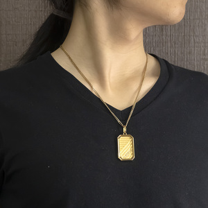 18金 ネックレス K18 インゴット型 喜平用 ペンダントトップ 大ぶり 大きめ プレート ダイヤモンド ゴールド 18k ダイヤ イエローゴールドk18 キヘイ 人気 シンプル ジュエリー おしゃ