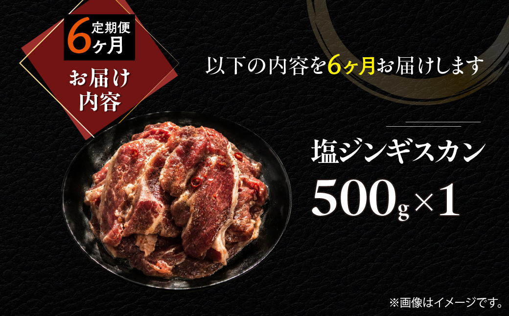 【6ヶ月定期便】塩ジンギスカン500g×1 MROA211 ６回 １パック