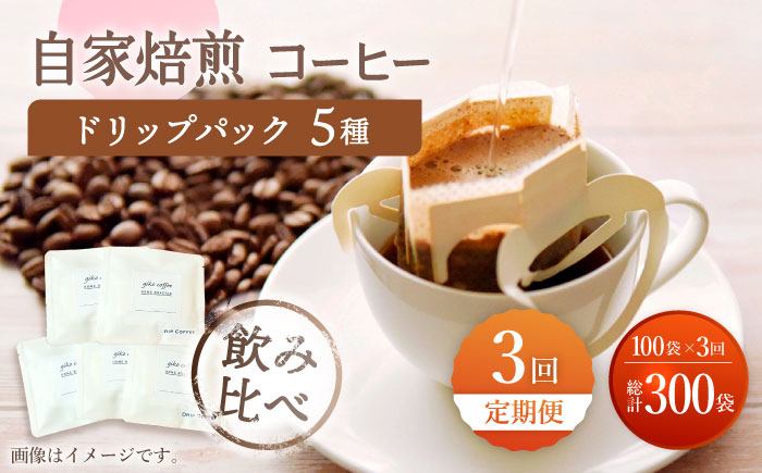 
【飲み比べ】【3回定期便】ドリップバック 自家焙煎コーヒー 100袋（5種類×20袋） ＜giko coffee＞ [CFK038]
