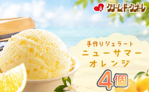 ニューサマーオレンジ  ジェラート 4個 オレンジ ミカン 柑橘 みかん シャーベット アイス アイスクリーム クリーム じぇらーと スイーツ おやつ デザート クリーム・ド・クオーレ 伊豆 静岡県 三島市