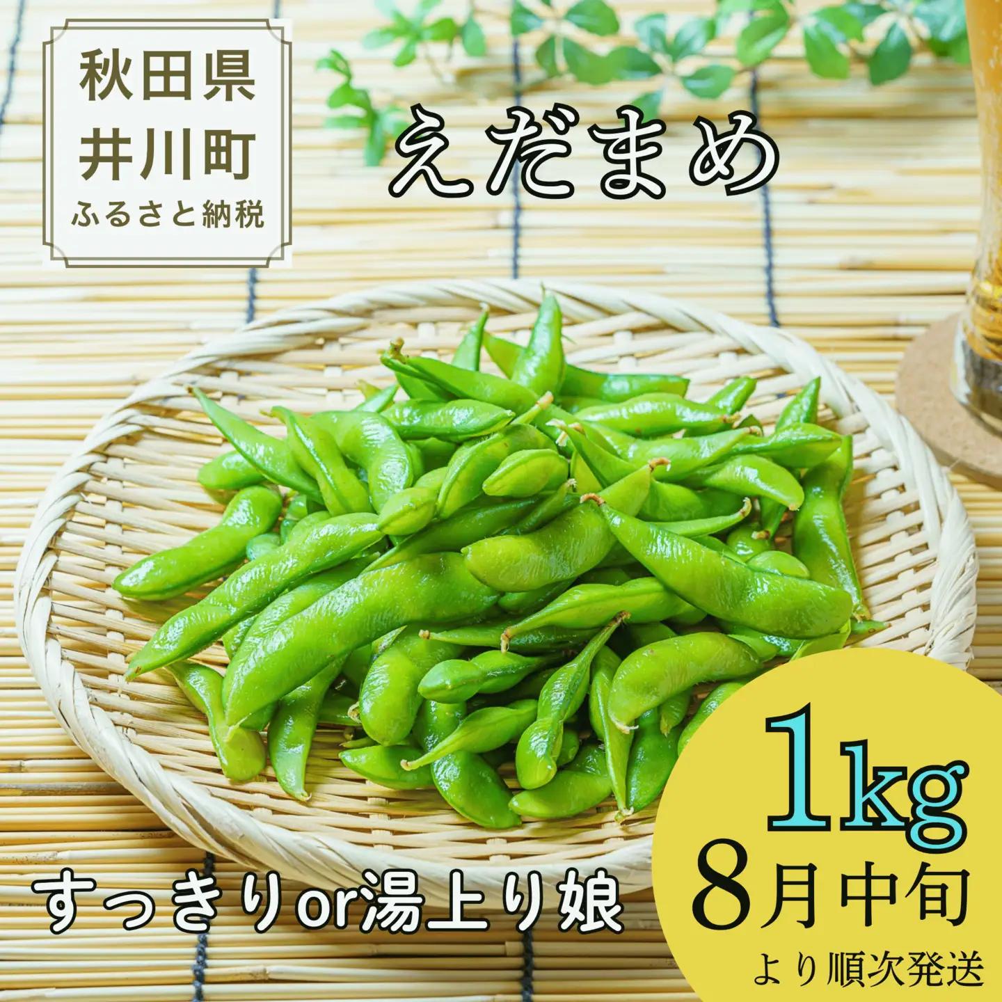 【令和８年産先行受付】枝豆１kg　秋田県井川町産　※８月中旬以降順次発送