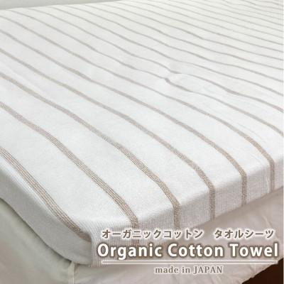 ふるさと納税 和歌山市 オーガニックコットンタオルシーツ　Sサイズ(145×230cm)ボーダーブラウン　SNS-13-BR