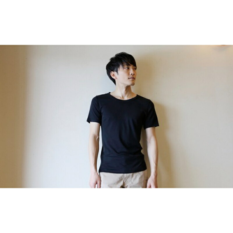 【ふるさと納税】《絹生活研究所》インナー／メンズ／半袖／黒（2サイズ）　 インナーウェア 下着 肌着 Tシャツ ファッション 服 男性 　お届け：順次発送