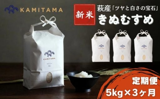 
            定期便 3か月 きぬむすめ 令和7年 5kg  米 コメ こめ 萩産 KAMITAMA　｜HG0T0590
          