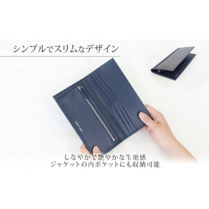 hide k 1896 ソフトカーボン ロングウォレット 長財布【ネイビー】long wallet black 横19cm×縦9cm×マチ1.5cm メンズ財布 サイフ 札入れ カード コインケース 