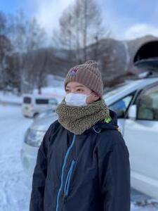 赤外線を吸収して暖かくなる難燃ボアのスライバーニットネックウォーマー_ネイビー【G0510】