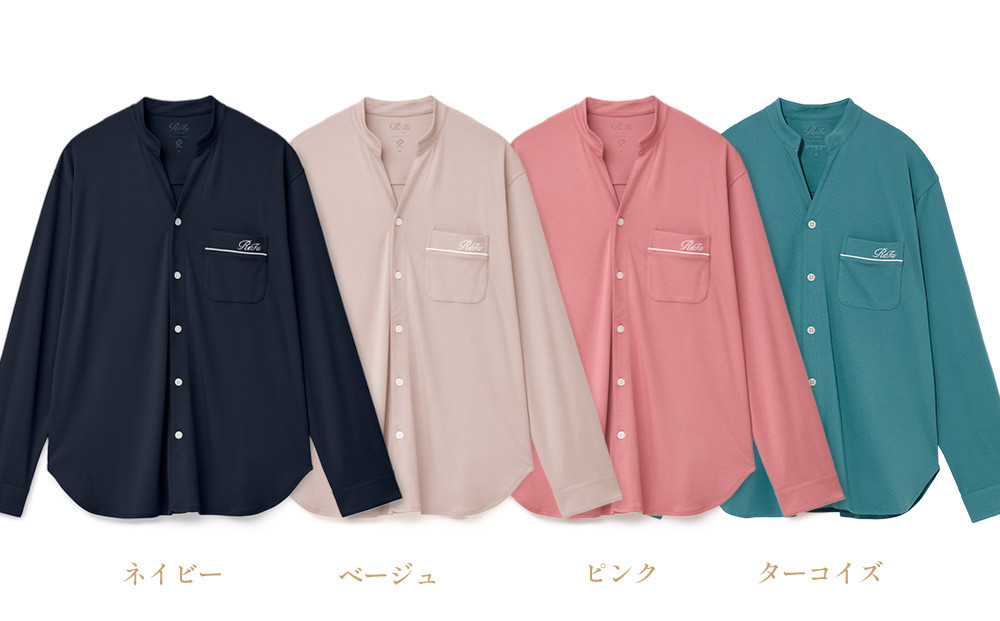 【ターコイズ S】ReFa バイタルテック モイストスムース スタンドカラースリープウェア/MEN