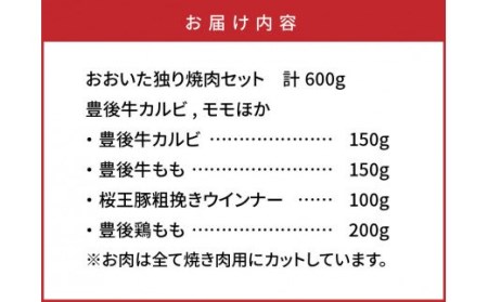 1157R_おおいた独り焼肉セット計600g/豊後牛カルビ,モモほか 