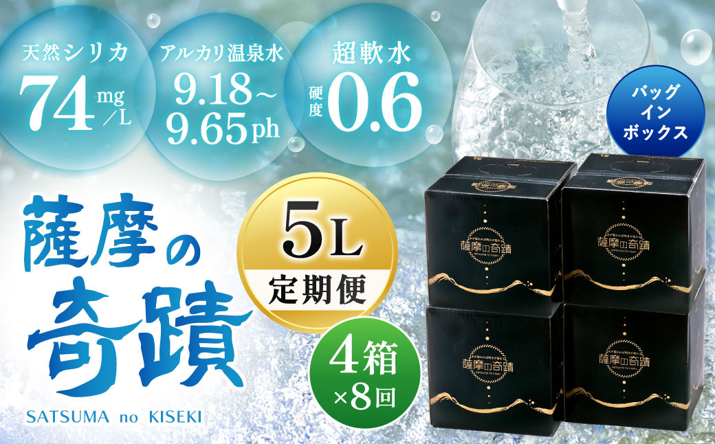 
JS-214 天然アルカリ温泉水 5L×4箱【8ｶ月】超軟水(硬度0.6)のｼﾘｶ水 ｢薩摩の奇蹟｣
