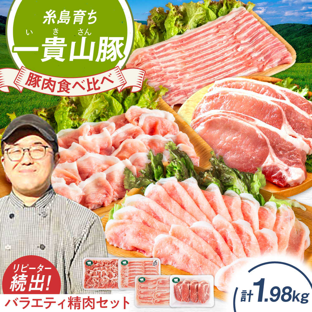 【ふるさと納税】一貴山豚 精肉バラエティセット 計1980g 糸島市 / いきさん牧場 豚肉 [AGB065] 21000円 2万1千円