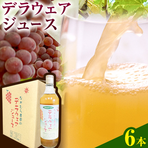 デラウェア ジュース 720ml 6本 有限会社なかむら農園《60日以内に出荷予定(土日祝除く)》大阪府 羽曳野市 ジュース 飲料品 ドリンク ぶどう ブドウ 葡萄 送料無料---habikino_nmf_1_3---