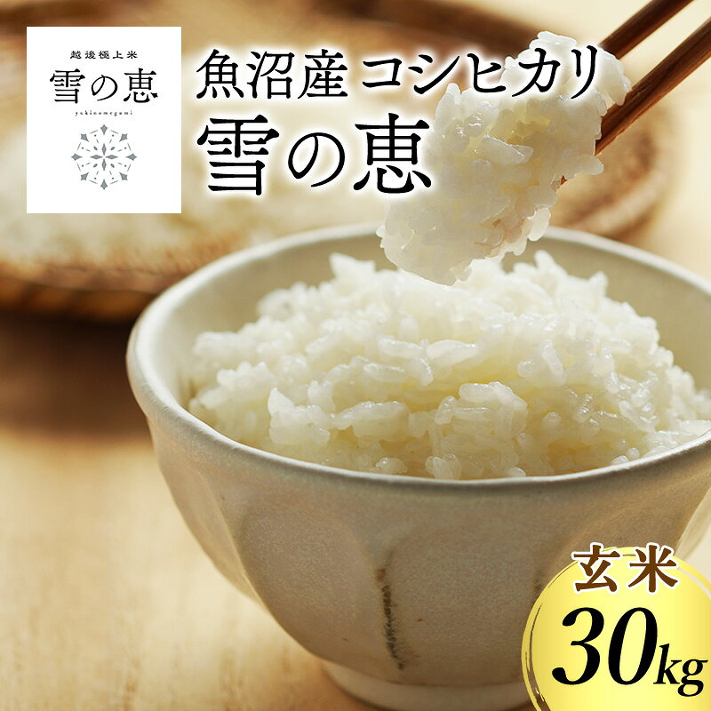 【ふるさと納税】【令和8年産 先行予約】 魚沼産コシヒカリ雪の恵（玄米）30kg 魚沼市 米 こめ コメ お取り寄せ　お届け：10月上旬から順次配送