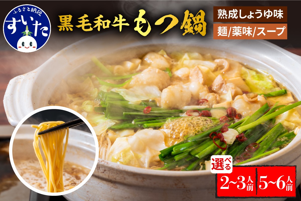 
            【選べる容量 2～3人前セットor5～6人前セット】黒毛和牛　牛もつ鍋セット　熟成しょうゆ味【大阪府吹田市】
          