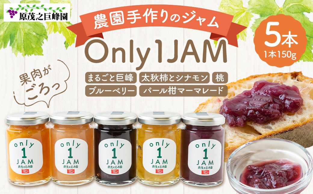 
                  原茂之巨峰園 Only１JAM 季節のフルーツジャムセット (5本) ジャム フルーツ うきは市
                