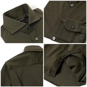 DJS-002 decollouomo メンズドレスシャツ長袖（生地／コンコルド）オリーブ／XLサイズ