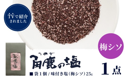 福井梅とシソをたっぷり使用！角鹿の塩 小袋 25g【敦賀 塩 しお 粗塩 天然塩 天日塩 釜炊き 梅 シソ 味つき 調味料 ミネラル おにぎり ご飯のお供 調味料 ミネラル お中元 お歳暮 ギフト 贈り物 プレゼント】[080-a010]