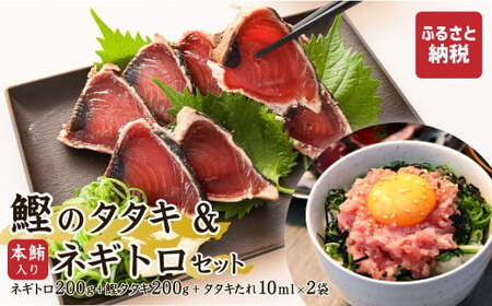 本鮪入りネギトロ・鰹のタタキのセット ネギトロ200g かつおのたたき200g  高知県土佐市 【株式会社大熊】 [BQAA029]