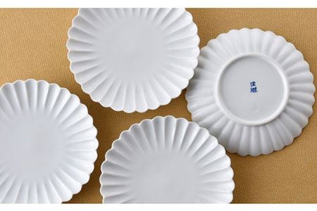 【波佐見焼】菊型 中皿 プレート 5枚セット（白） 食器 皿 【洸琳窯】 [GE18]  波佐見焼