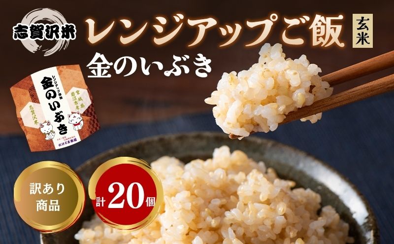 【訳あり商品/令和6年産】レトルト 金のいぶき 志賀沢米レンジアップごはん20個セット 常温 常温保存 レトルト食品 パックご飯 パックごはん ごはん ご飯 訳あり 訳アリ 賞味期限：2025年10月末 在庫限り 宮城 岩沼
