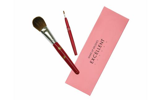 熊野化粧筆 2本セット Aタイプ【メイクブラシ 化粧筆 フェイスブラシ チークブラシ アイシャドウブラシ 熊野筆 伝統工芸 職人技 高級筆 セット ギフト 贈り物 】