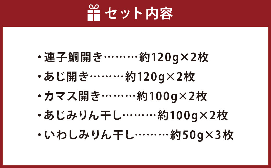 訳あり 長崎干物セット 5種11枚入
