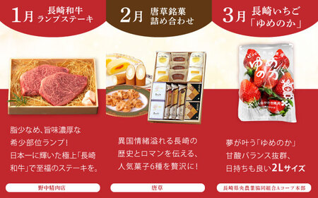 【12回定期便】バラエティ定期便 諫早市セレクト / ステーキ 菓子 いちご 牡蠣 ハンバーグ しゅうまい うなぎ ケーキ シャインマスカット 米 豚肉 かまぼこ / 諫早市[AHDC040]