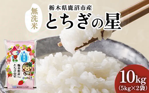 【令和6年産】【数量限定】栃木県鹿沼市産 とちぎの星 無洗米 10kg（5kg×2袋） 令和6年産 令和7年産【先行予約】| 水稲うるち精米 単一原料米 お米 特A 大粒 甘さ ※沖縄・離島への配送不可