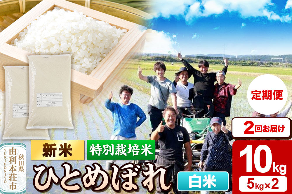 ＜令和8年産 新米＞《定期便2ヶ月》【白米】特別栽培米 ひとめぼれ 10kg（5kg×2袋）秋田県産 [ひとめぼれ 新米 米 お米 白米 精米 特別栽培米 ブランド米 食卓 おにぎり 秋田県産 秋田]