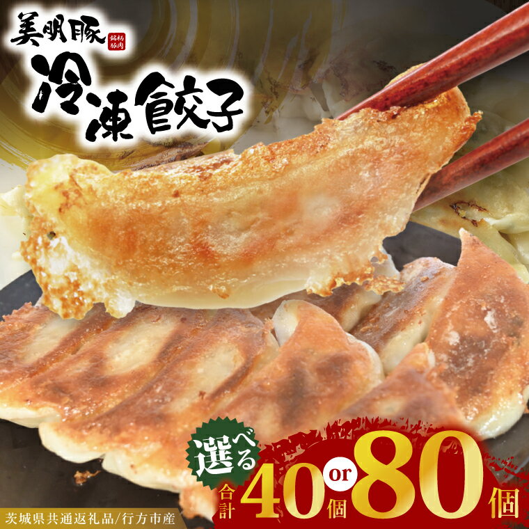 【ふるさと納税】【選べる内容量】冷凍餃子 40個（20個×2袋）・80個（20個×4袋） ブランド豚 「 美明豚 」（茨城県共通返礼品・行方市産） 小分け 餃子 ギョウザ 国産 豚肉 野菜 惣菜 おかず フライパン
