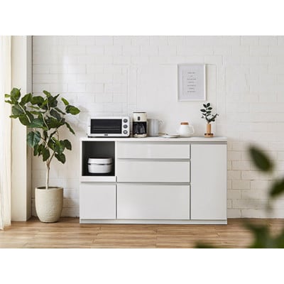 キッチンカウンター アンサンブル 幅159.2 【カラー:鏡面ホワイト】【配送不可地域：離島】