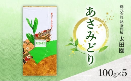 [№5695-2067]お茶 高級煎茶 あさみどり 100g×5 ミル芽 厳選 ブレンド 日本茶 煎茶 味わい深い すっきり 甘み 上品 旨味 柔らかな香り コク 贈り物 ギフト プレゼント 島田市 静岡県