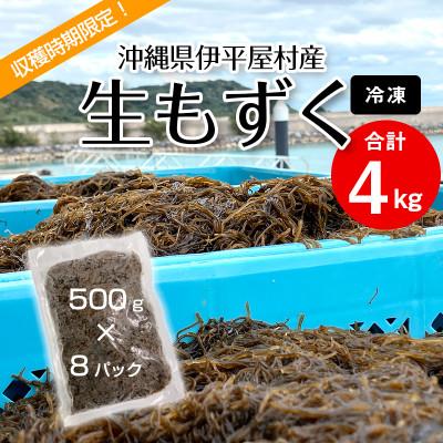 ふるさと納税 伊平屋村 【収穫時期限定!】冷凍 生もずく　4kg(500g × 8パック)