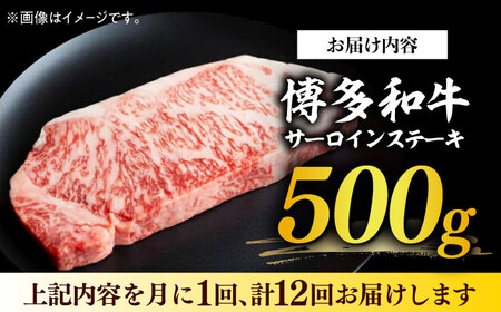 【全12回定期便】【溢れる肉汁と濃厚な旨味】博多和牛 サーロイン ステーキ セット 500g（250g×2枚）《築上町》【株式会社MEAT PLUS】 [ABBP032] 定番サーロインステーキ 人気