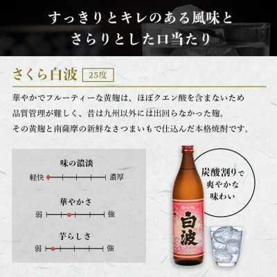 【さくら白波】25度【900ml】×18パック セット【薩摩焼酎】枕崎の定番焼酎 黄麹 F0−4【1621084】