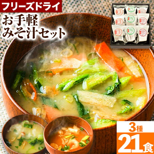 【ふるさと納税】お手軽 みそ汁セット 3種 たっぷり 21食入 有限会社農悠舎《90日以内に出荷予定(土日祝除く)》 和歌山県 紀の川市 フリーズドライ 保存料不使用 味噌汁 お味噌汁 ミソ汁 キャベツ 小松菜 なめこ 野菜 簡単 お湯を注ぐだけ お手軽 食べ比べ 送料無料