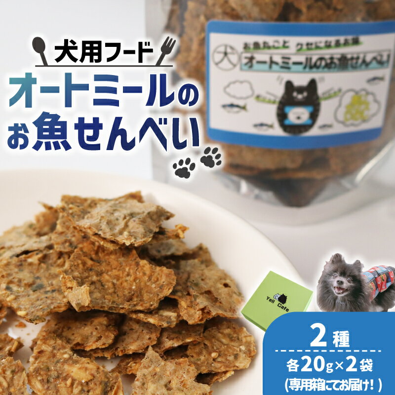 【ふるさと納税】 ペット用 オートミールのお魚せんべい2種 80g (20g×各2袋) 専用箱付き ＜ ペット用 ドライ 犬 魚 さかな せんべい オートミール ドッグフード 手作り おやつ 詰合せ 愛犬用 愛犬用ご飯 ペット 小分け 箱 付き ギフト 贈答 国産 京都 精華町 ＞
