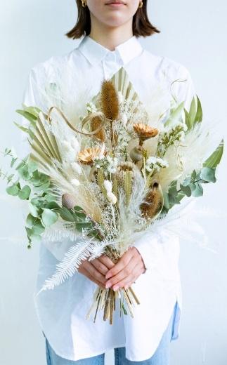 【花瓶アレンジ】ドライフラワーブーケ グリーン Large