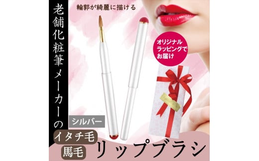 リップブラシ シルバー キャップ付き イタチ 馬毛 メイク メイクブラシ 化粧筆 発色が良く 塗りやすい 持ち運び 携帯用 口紅 リップ シワ 高級 贈り物 プレゼント 美容 母の日 誕生日 贈答品 ギフト メンズメイク 大阪府 松原市