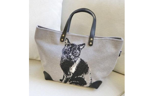 【グレー×ブラック】黒猫大好きさんに愛されたい　and.eオリジナルキャラクター 【黒猫のタンゴ】トートバッグ