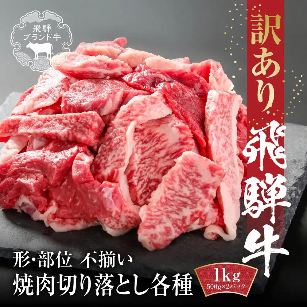 訳あり 飛騨牛 焼肉 切り落とし 1kg(500g×2パック)  | 切り落とし MZ036