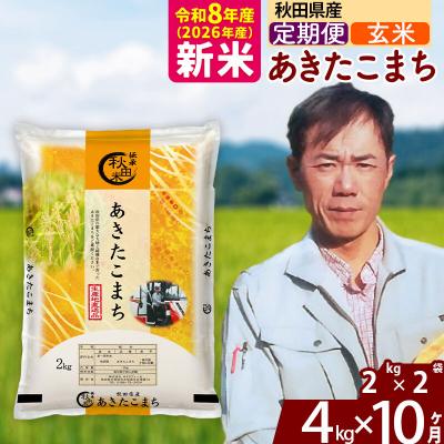 ふるさと納税 北秋田市 新米 令和8年産 《定期便10ヶ月》秋田県産 あきたこまち 4kg【玄米】|msrf-22510