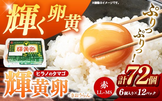 
                  ヒラノのたまご 輝黄卵（きおうらん）72個（6個入り×12パック） ｜ 卵 たまご タマゴ  国産 新鮮 直送  輝黄卵 きおうらん 朝ごはん 卵かけごはん 福岡県 筑前町
                