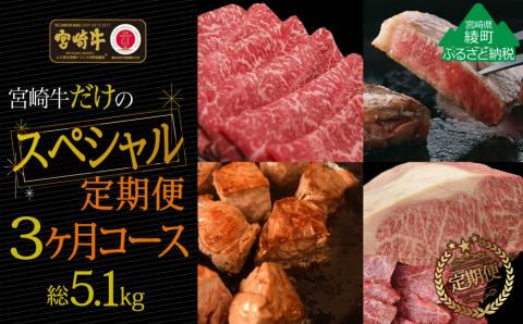 宮崎牛だけのスペシャルコース計5.1kg【3か月定期便】