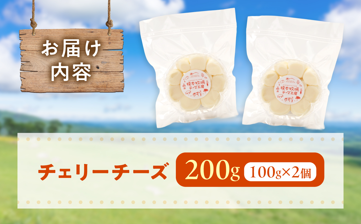 チェリーチーズ 100g×2 / チーズ モッツァレラ 一口サイズ 生乳 牧場 乳製品 フレッシュチーズ ナチュラルチーズ サラダ ハンバーグ カプレーゼ おつまみ ワイン 手作りチーズ ギフト プレゼント 人気 おすすめ / 山口県岩国市/合同会社榎本牧場 [BUAO005]